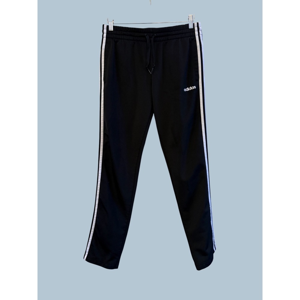 Adidas Women's Black with White 3 Stripe Tapered Track Pants Joggers Size Medium